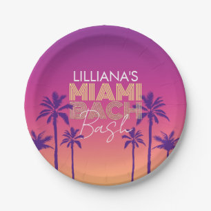 Miami Beach Meisjesuitje Papieren Bordje