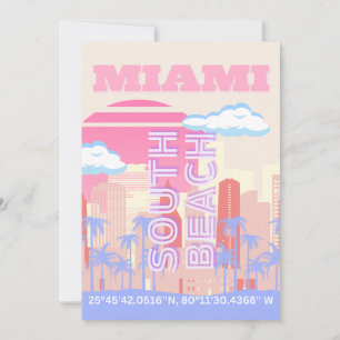 Miami Beach, Miami Travel Art, Preppy kamer, Paste Feestdagenkaart