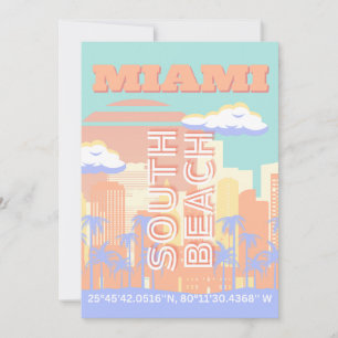 Miami Beach, Miami Travel Art, Preppy kamer, Paste Feestdagenkaart