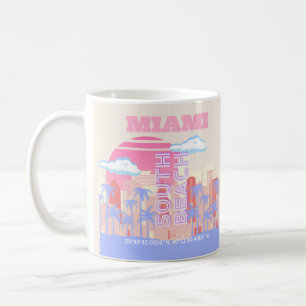 Miami Beach, Miami Travel Art, Preppy kamer, Paste Koffiemok