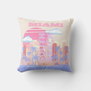 Miami Beach, Miami Travel Art, Preppy kamer, Paste Kussen