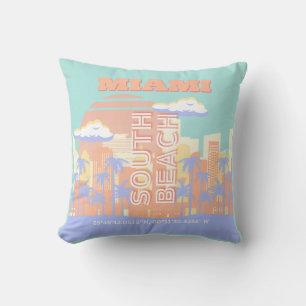 Miami Beach, Miami Travel Art, Preppy kamer, Paste Kussen