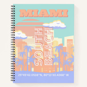 Miami Beach, Miami Travel Art, Preppy kamer, Paste Notitieboek