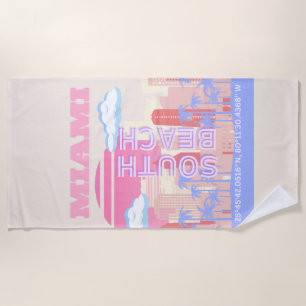 Miami Beach, Miami Travel Art, Preppy kamer, Paste Strandlaken