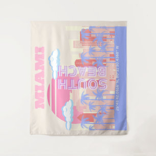 Miami Beach, Miami Travel Art, Preppy kamer, Paste Wandkleed