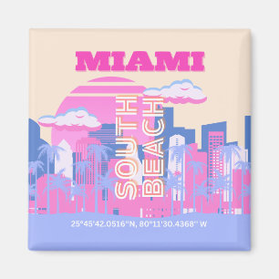 Miami Beach, Miami Travel Art, Preppy Magneet