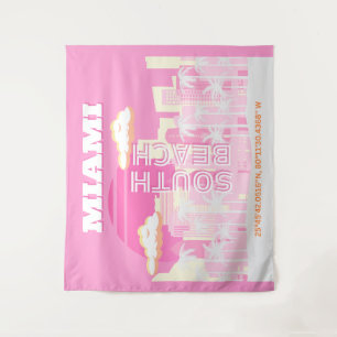 Miami Beach, Miami Travel Art, Preppy, Roze Wandkleed