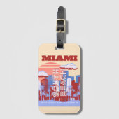 Miami Beach, Miami Travel Art, Retro Bagagelabel (Voorkant (verticaal))