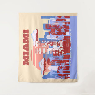 Miami Beach, Miami Travel Art, Retro Wandkleed