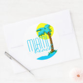 Miami Beach-Palm Tree Ronde Sticker (Envelop)