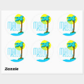 Miami Beach-Palm Tree Ronde Sticker (Vel)