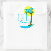 Miami Beach-Palm Tree Ronde Sticker (Tas)