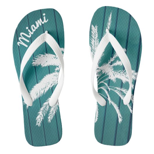 Miami Beach Palm Trees Blue en White Teenslippers (Voetbed)