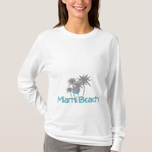 Miami Beach, Palms, Aqua, Cool T-shirt (Voorkant)