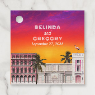 Miami Beach Regenboogrij Charleston Palm Bruiloft Bedankjes Labels