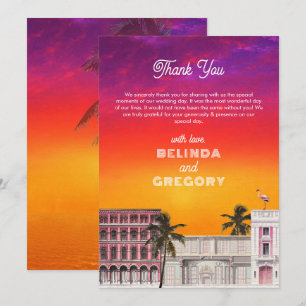 Miami Beach Regenboogrij Charleston Palm Bruiloft Bedankkaart