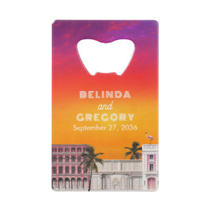 Miami Beach Regenboogrij Charleston Palm Bruiloft Kredietkaart Flessenopener