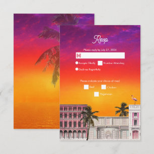Miami Beach Regenboogrij Charleston Palm Bruiloft RSVP Kaartje