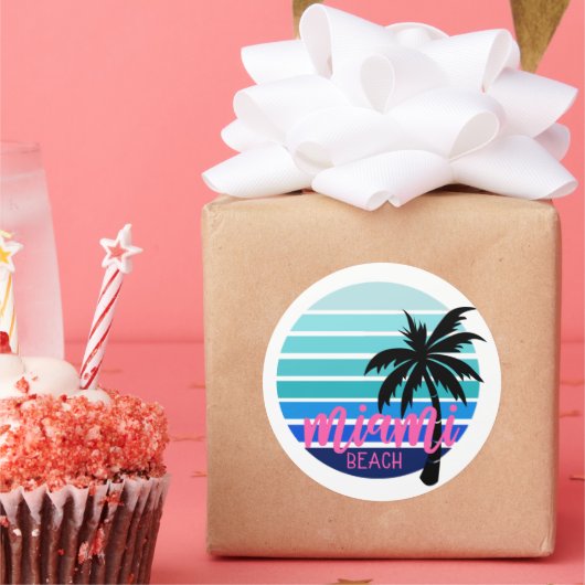 Miami Beach Ronde Sticker (Feest)