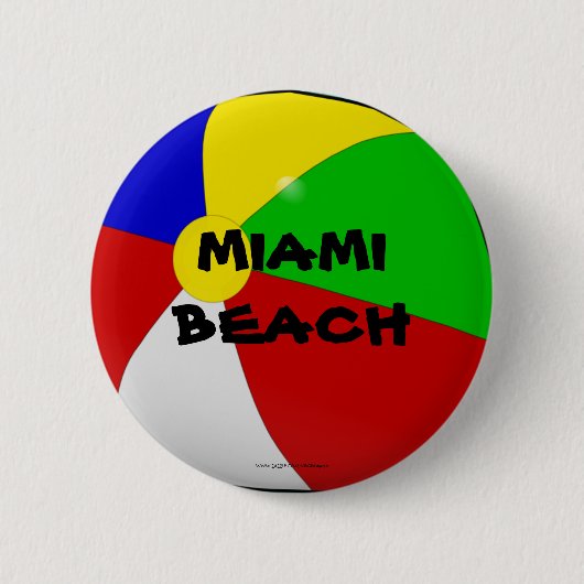 Miami Beach, strandbalknop Ronde Button 5,7 Cm (Voorkant)