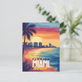 Miami Beach Sunset | Levendige kust van Florida Briefkaart (Staand voorkant)