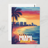 Miami Beach Sunset | Levendige kust van Florida Briefkaart (Voorkant / Achterkant)