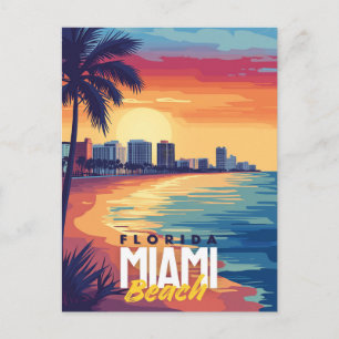 Miami Beach Sunset Levendige kust van Florida Briefkaart