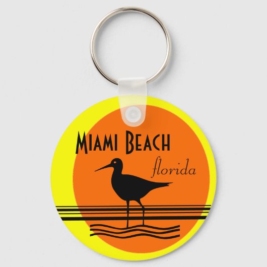 Miami Beach Sunset Souvenir Sleutelhanger (Voorkant)