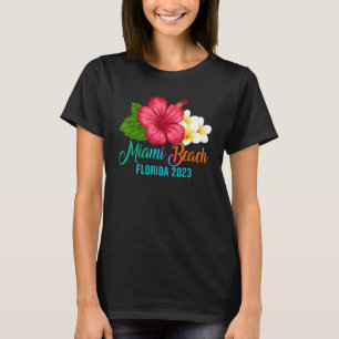 Miami Beach Vacation Florida Tropical Hibiscus Flo T-shirt