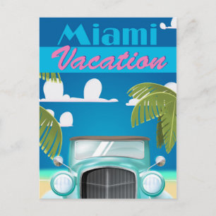 Miami Beach vakantie USA vintage reisposter Briefkaart