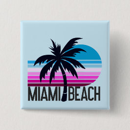 Miami Beach Vierkante Button 5,1 Cm