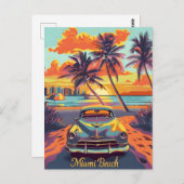 Miami Beach Vintage auto Briefkaart (Voorkant / Achterkant)