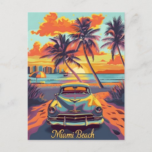 Miami Beach Vintage auto Briefkaart (Voorkant)