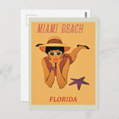 Miami Beach vintage reisposter Briefkaart (Voorkant / Achterkant)