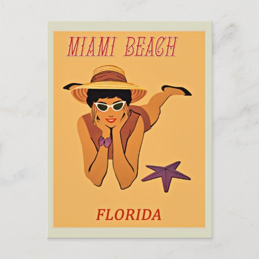 Miami Beach vintage reisposter Briefkaart (Voorkant)