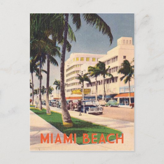 Miami Beach vintage-reisstijl Briefkaart (Voorkant)