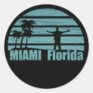 Miami Beach vintage van Florida Ronde Sticker
