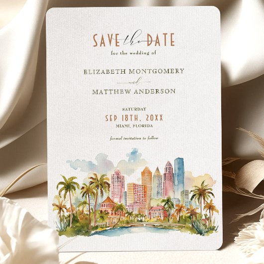 MIAMI Beach Waterfront Elegance Save-the-Date Kaart