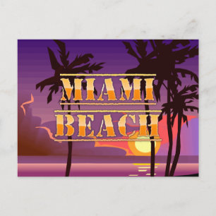Miami Beach Zonsopgang en Palmboom Ansichtkaart Briefkaart