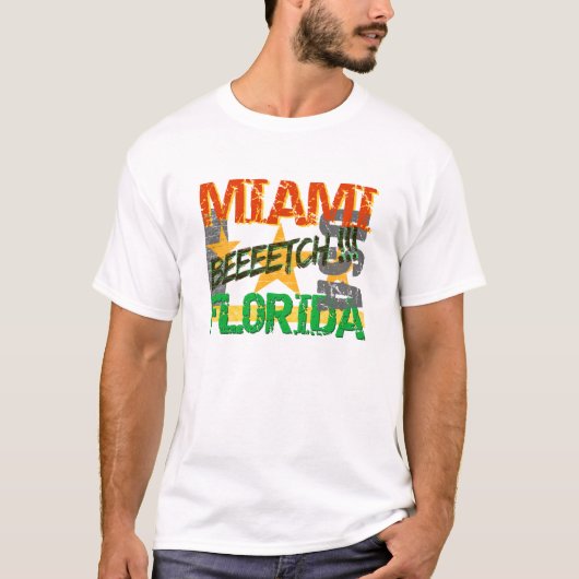 Miami Beeeetch shirt - kies stijl (Voorkant)