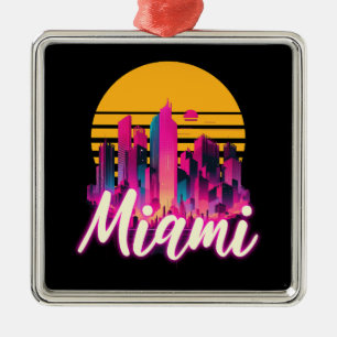 Miami bij zonsondergang metalen ornament