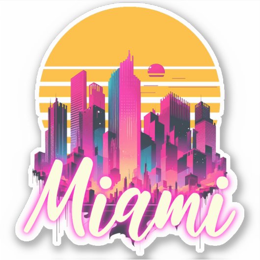 Miami bij zonsondergang sticker (Voorkant)