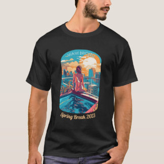 Miami Brickell Woman op een dak-hottub T-shirt
