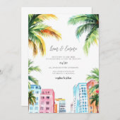 MIAMI bruiloft uitnodiging Waterverf (Voorkant / Achterkant)