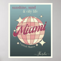 Miami City Florida USA Poster vintage rétro