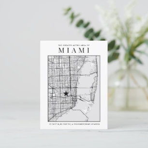 Miami City Map + Locatiemarker Briefkaart