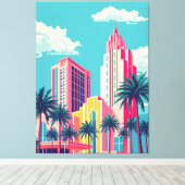Miami City Vibes Canvas Afdruk (Insitu (Houten vloer))