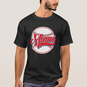 Miami Cityscape Baseball voor mannen Ki T-shirt