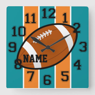 Miami Colors Football Wall Clock Vierkante Klok