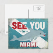 Miami Dolphin - Retro Vintage Travel Briefkaart (Voorkant / Achterkant)